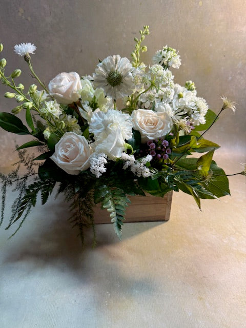 Signature Box and Blooms Arrangement - Designers Choice