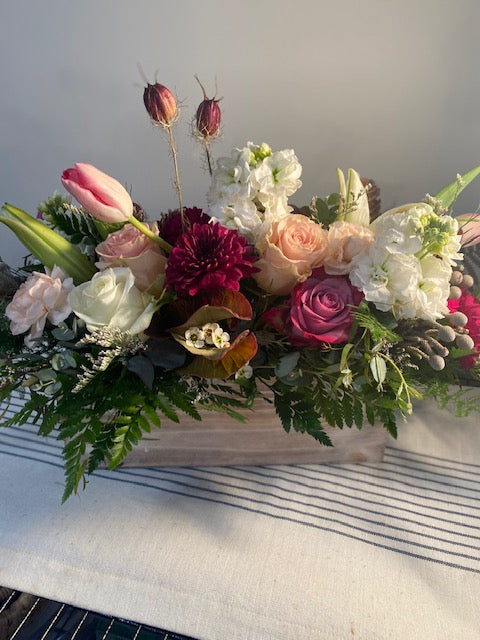 Signature Box and Blooms Arrangement - Designers Choice